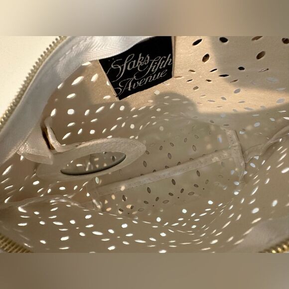 Saks Fifth Avenue White Perforated Cosmetic Case - Picture 6 of 9